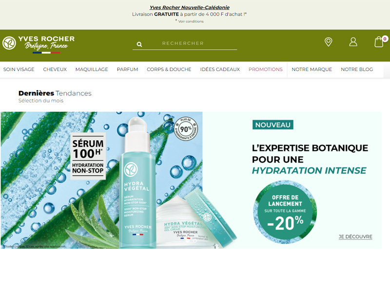 Site web Yves Rocher.nc